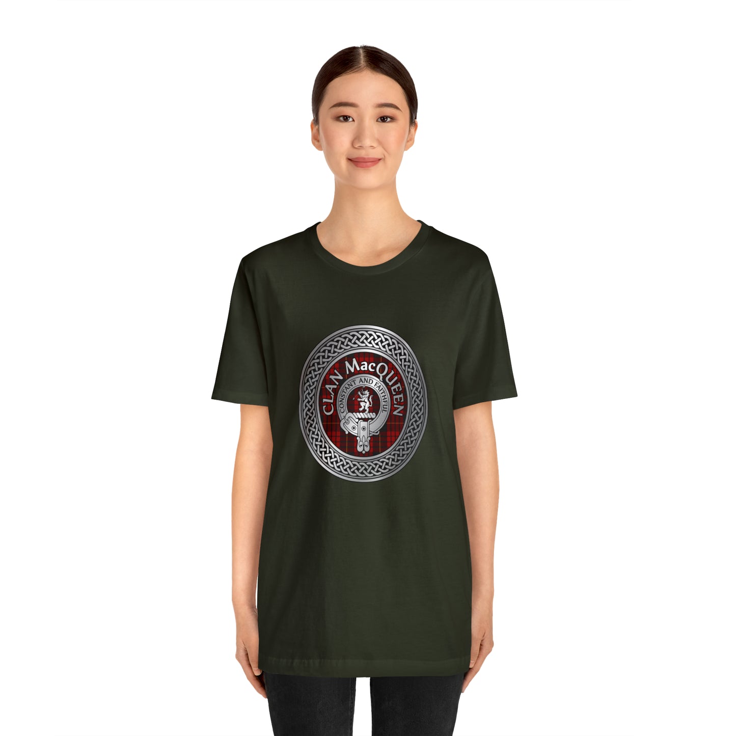 Clan MacQueen Crest & Tartan Knot | Unisex T-Shirt