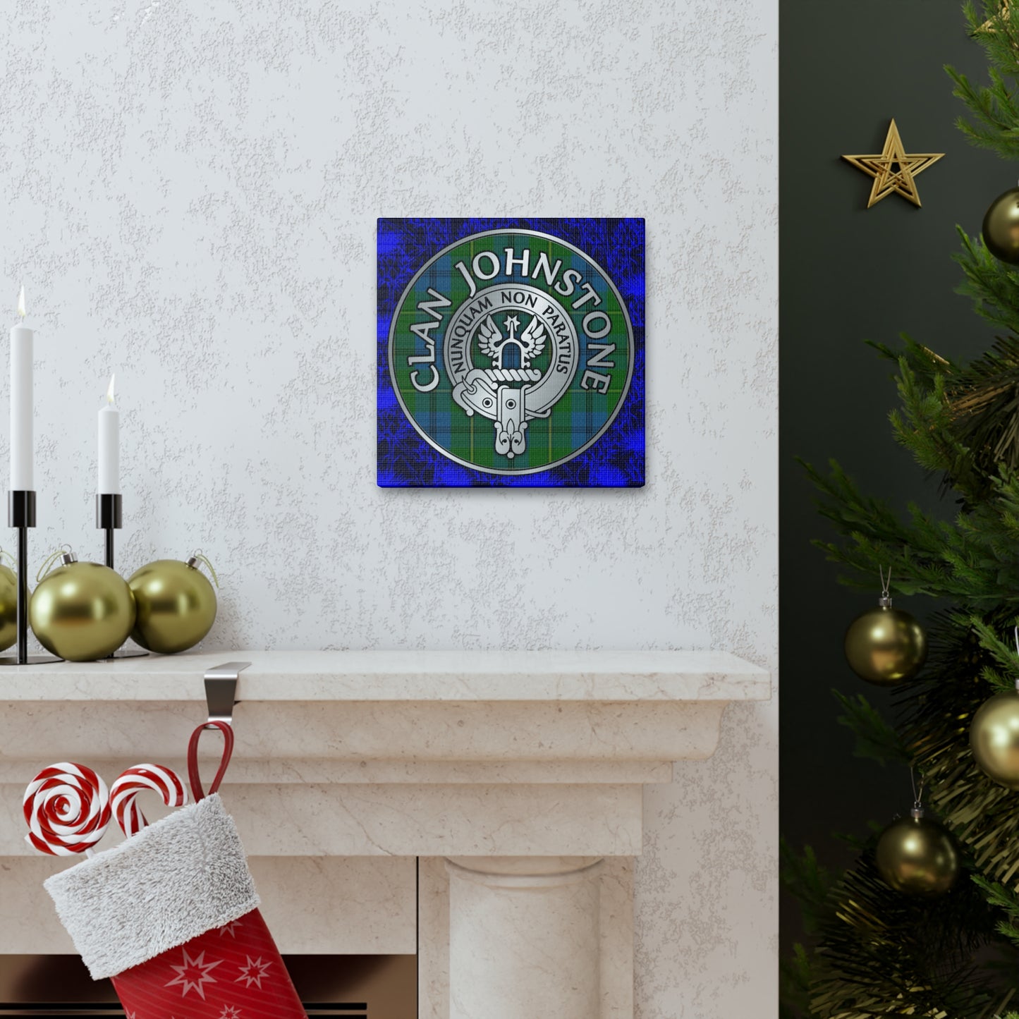 Clan Johnstone Crest & Tartan Canvas Gallery Wraps