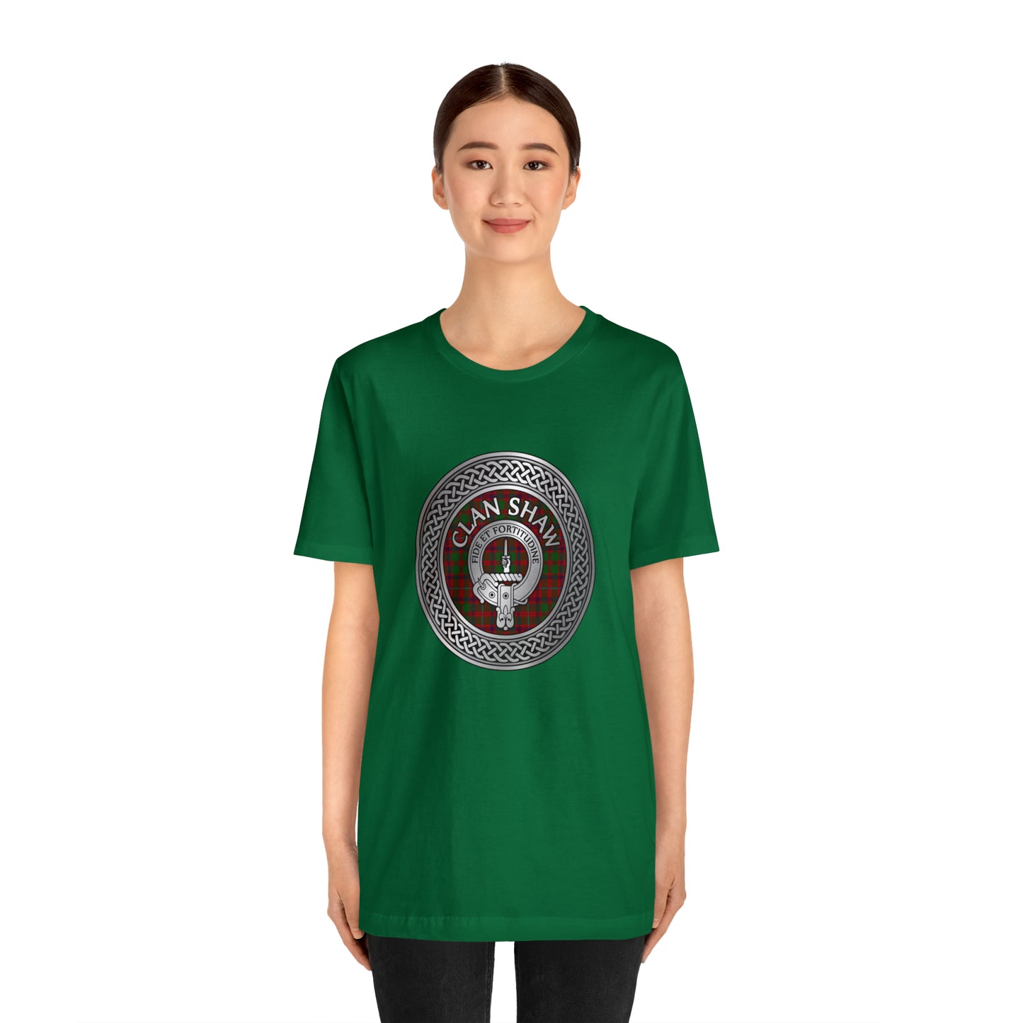 Clan Shaw Crest & Tartan Knot | Unisex T-Shirt