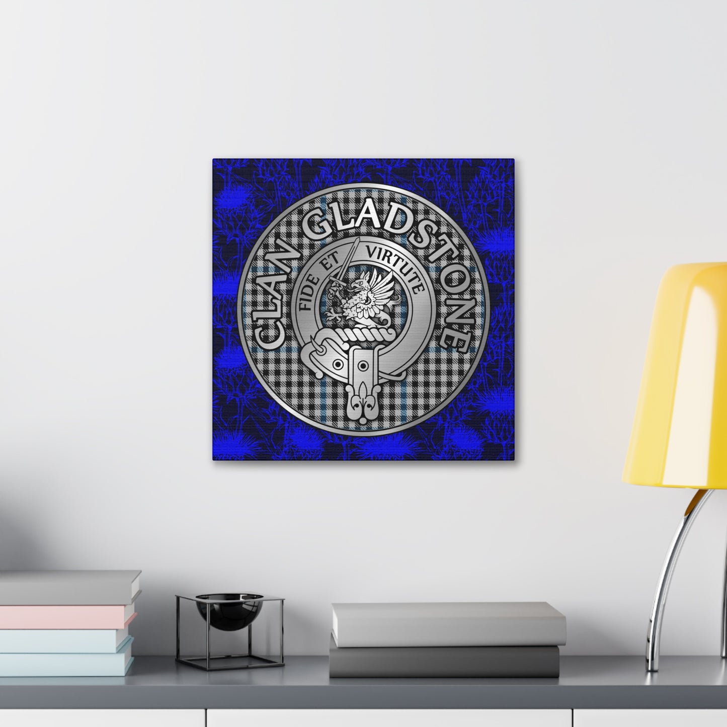 Clan Gladstone Crest & Tartan Canvas Gallery Wraps