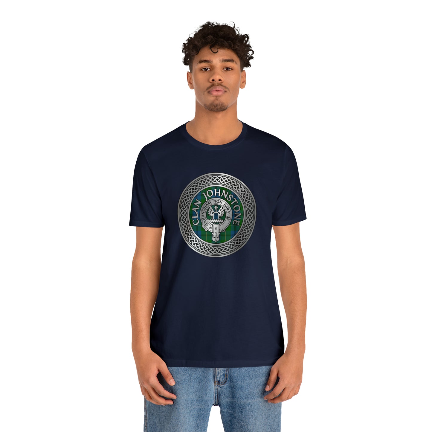 Clan Johnstone Crest & Tartan Knot | Unisex T-Shirt