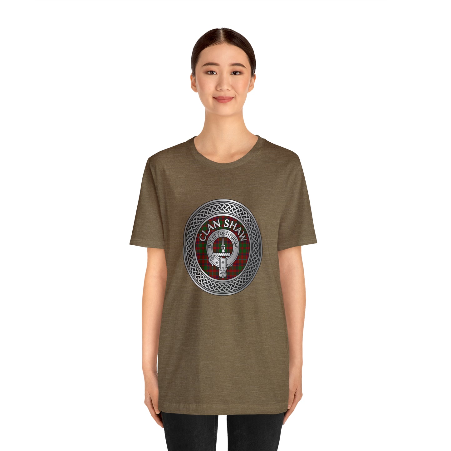 Clan Shaw Crest & Tartan Knot | Unisex T-Shirt