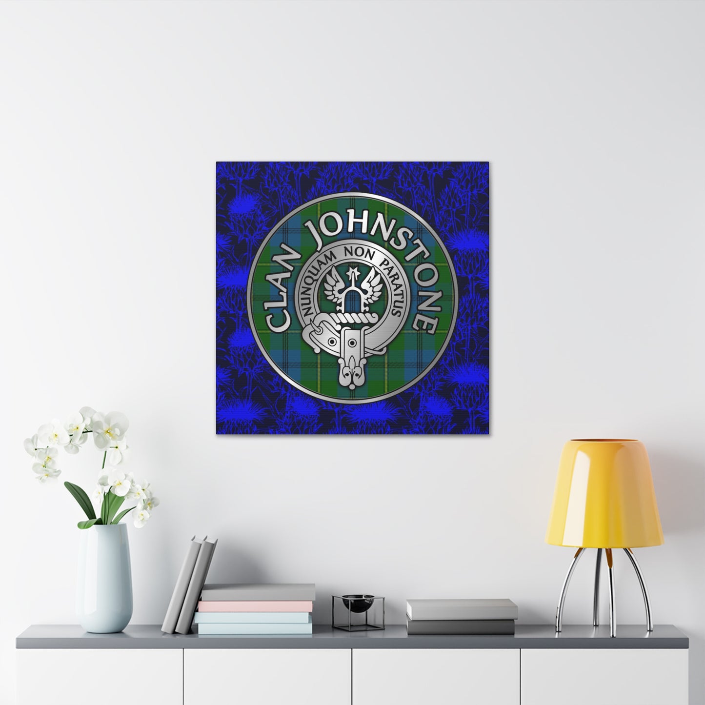 Clan Johnstone Crest & Tartan Canvas Gallery Wraps