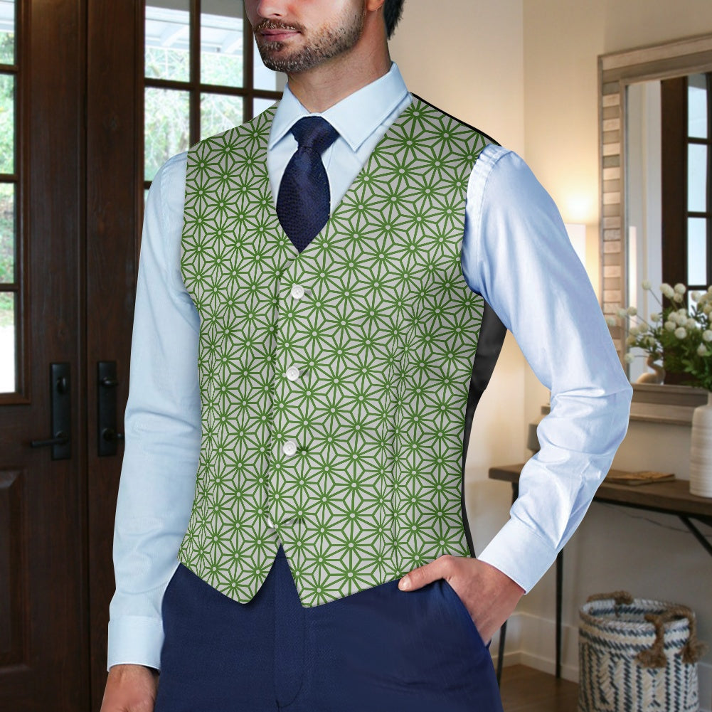 Wagara - Asanoha Green Suit vest jacket
