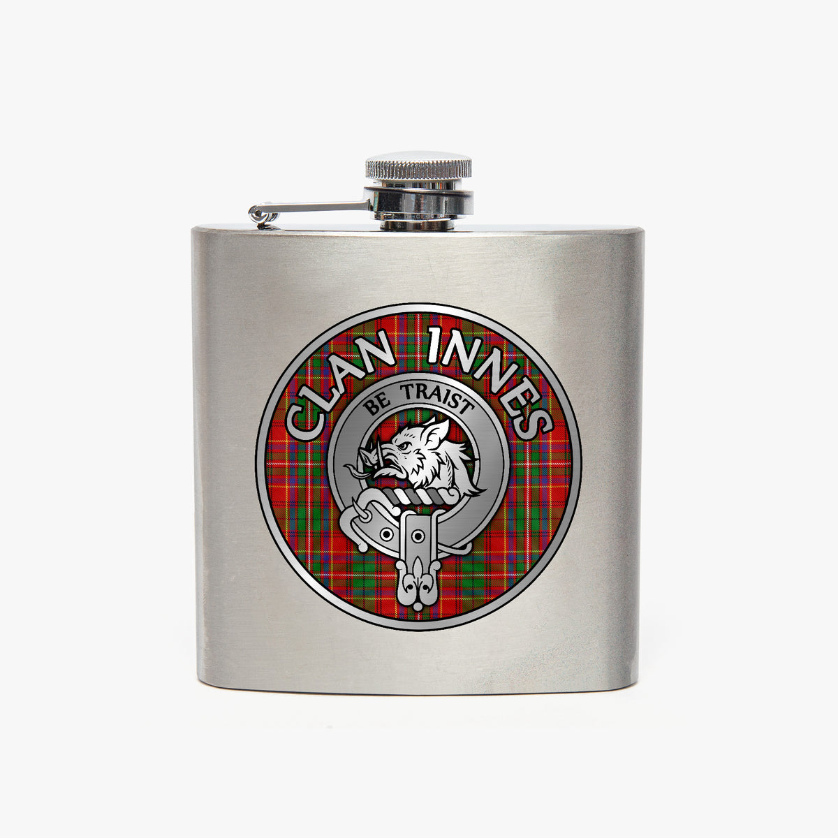 Clan Innes Crest & Tartan 7oz Stainless Steel Hip Flask