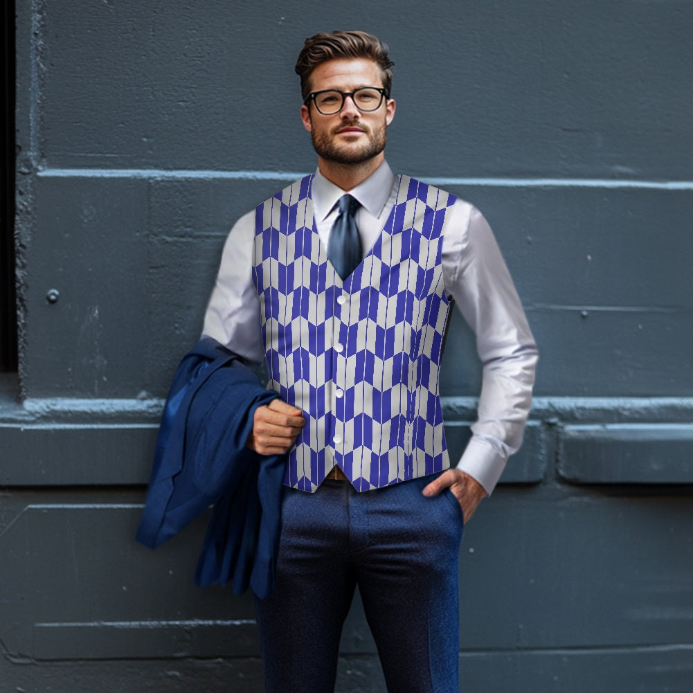 Wagara - Yagasuri Blue/Silver Suit vest jacket