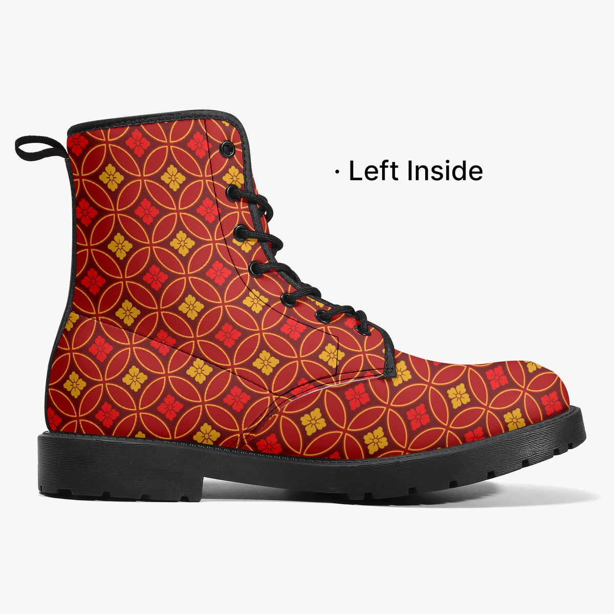 Japanese Wagara - Shippo Red - PU Leather Boots