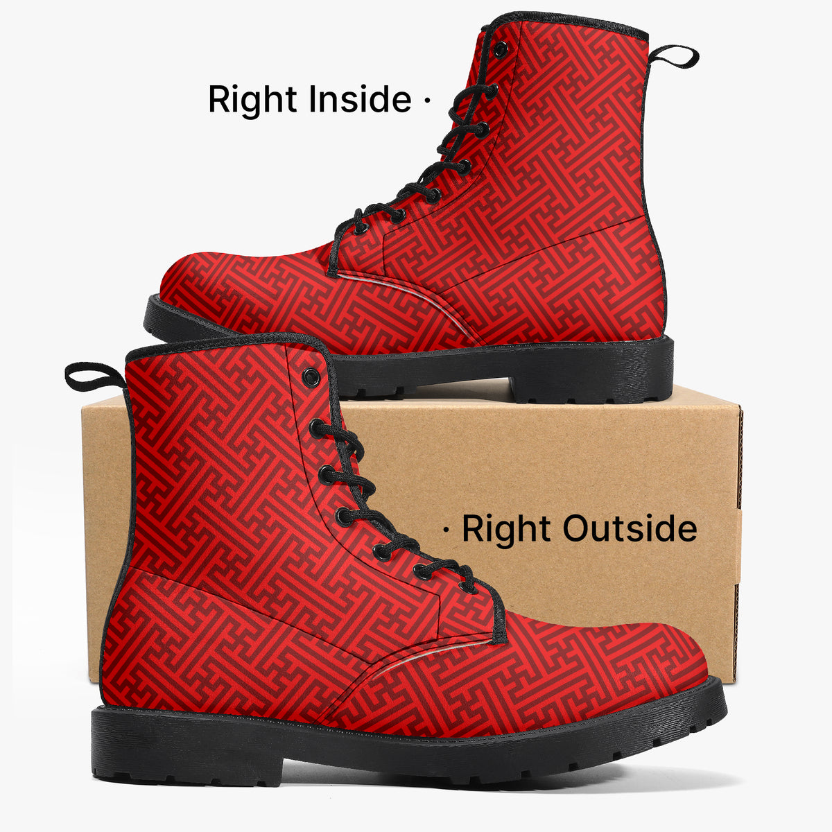 Japanese Wagara - Sayagata Red - PU Leather Boots