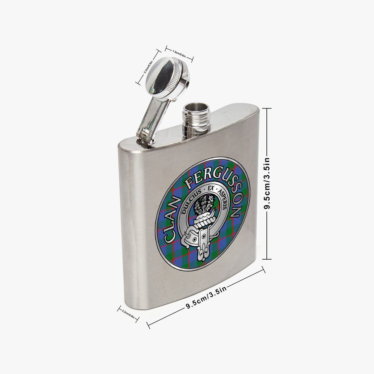 Clan Fergusson Crest & Tartan 7oz Stainless Steel Hip Flask