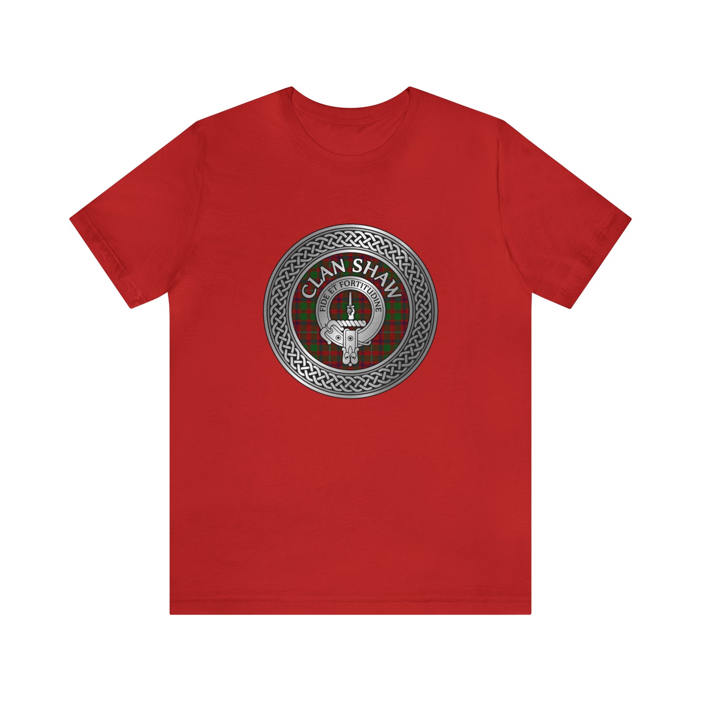 Clan Shaw Crest & Tartan Knot | Unisex T-Shirt