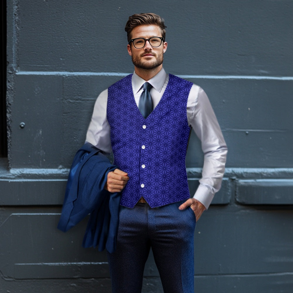 Wagara - Asanoha Blue Suit vest jacket