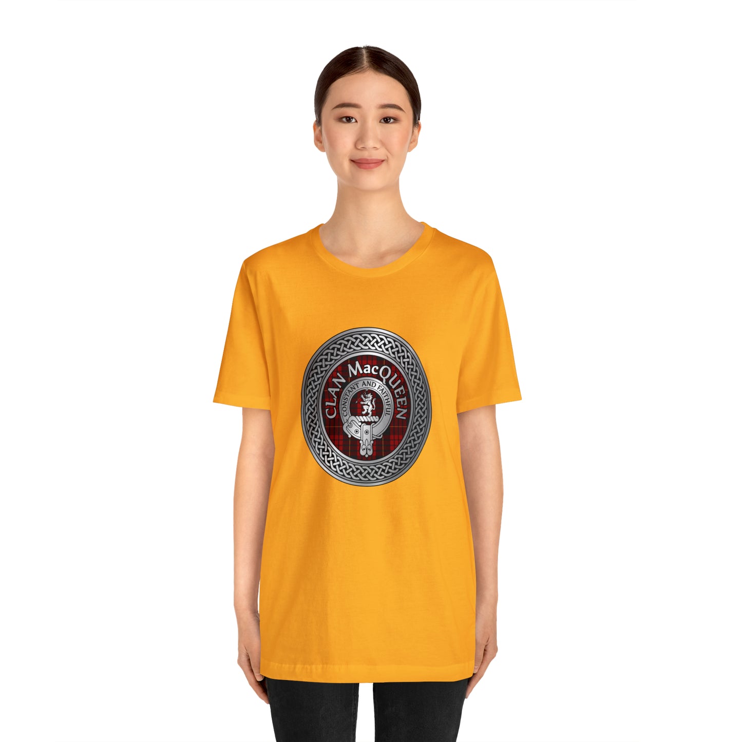 Clan MacQueen Crest & Tartan Knot | Unisex T-Shirt