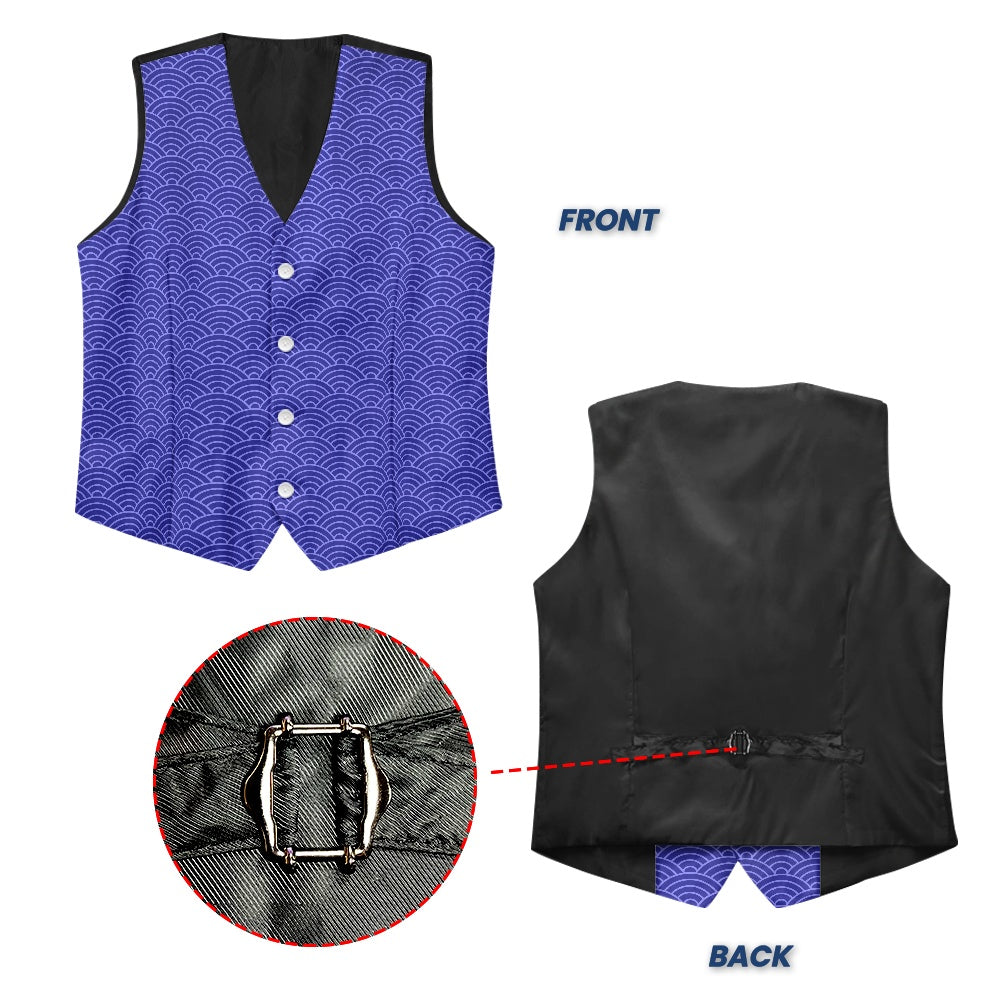 Wagara - Seigaiha Blue Suit vest jacket