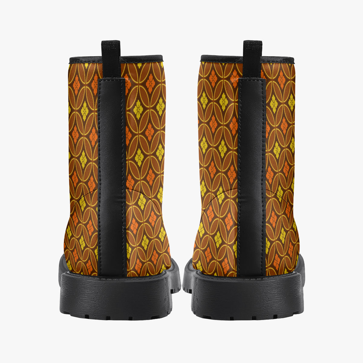 Japanese Wagara - Seigaiha Orange - PU Leather Boots