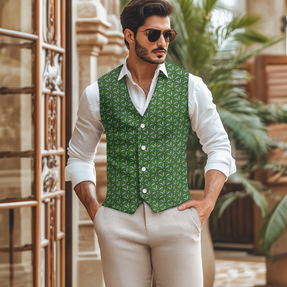 Wagara - Asanoha Green Suit vest jacket