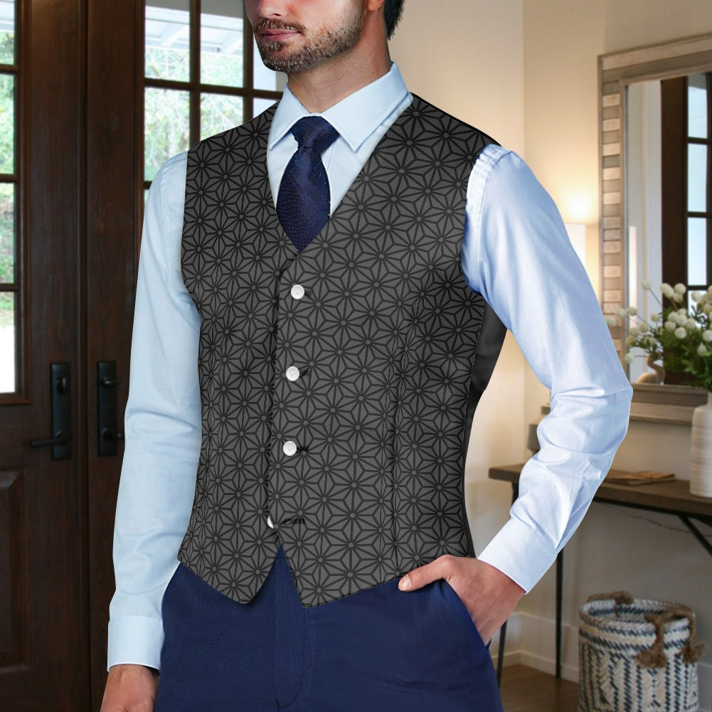Wagara - Asanoha Grey Suit vest jacket