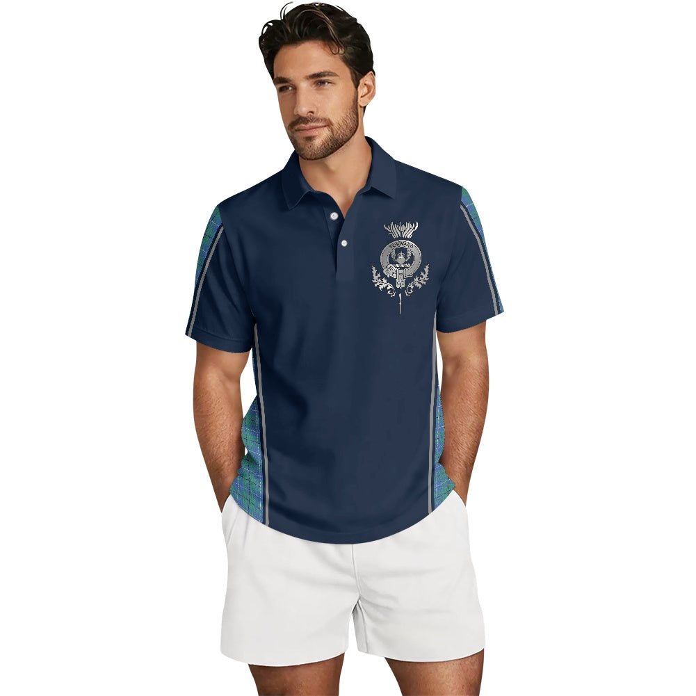 Clan Douglas Ancient Tartan & Black Douglas Crest Polo