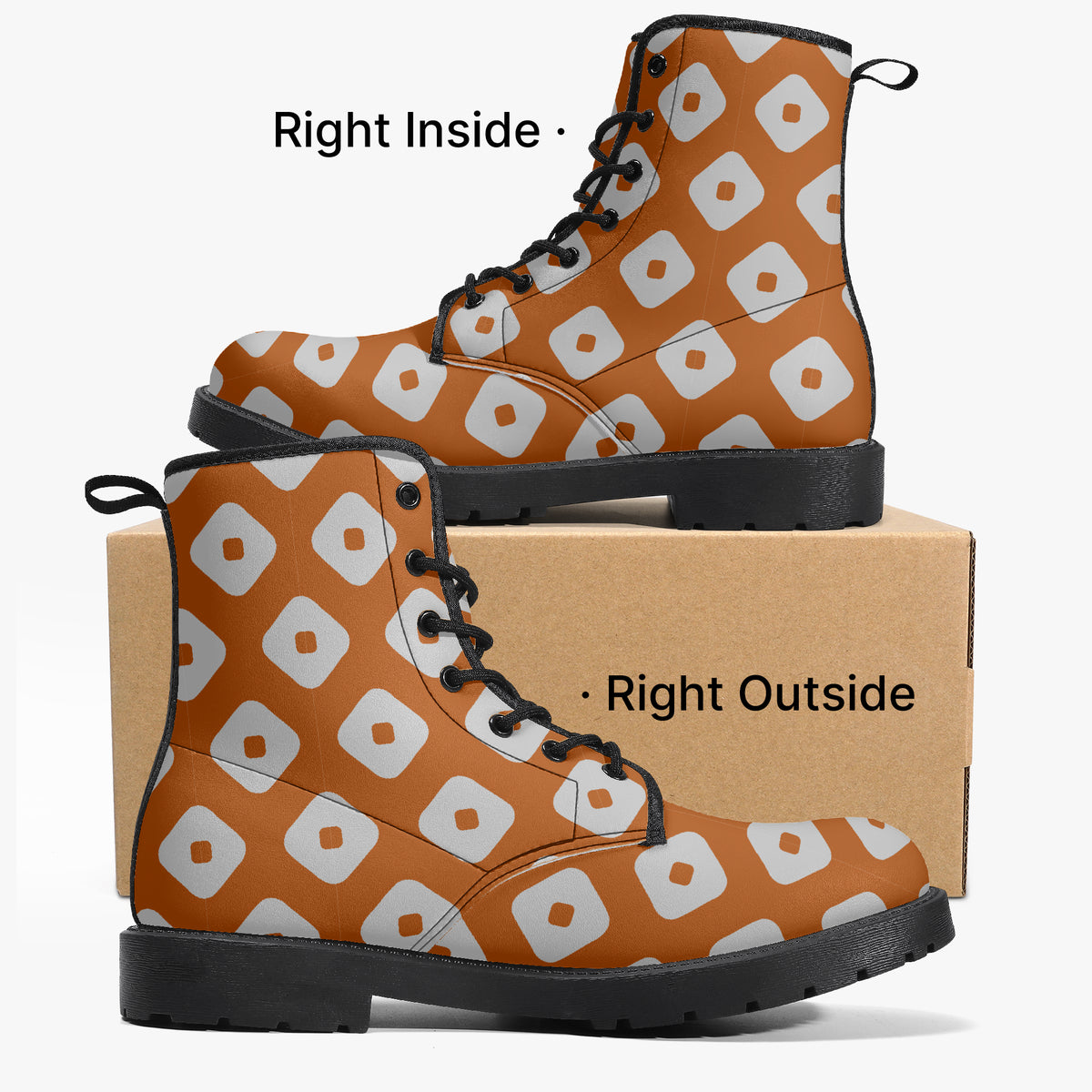 Japanese Wagara - Kanoko Orange - PU Leather Boots