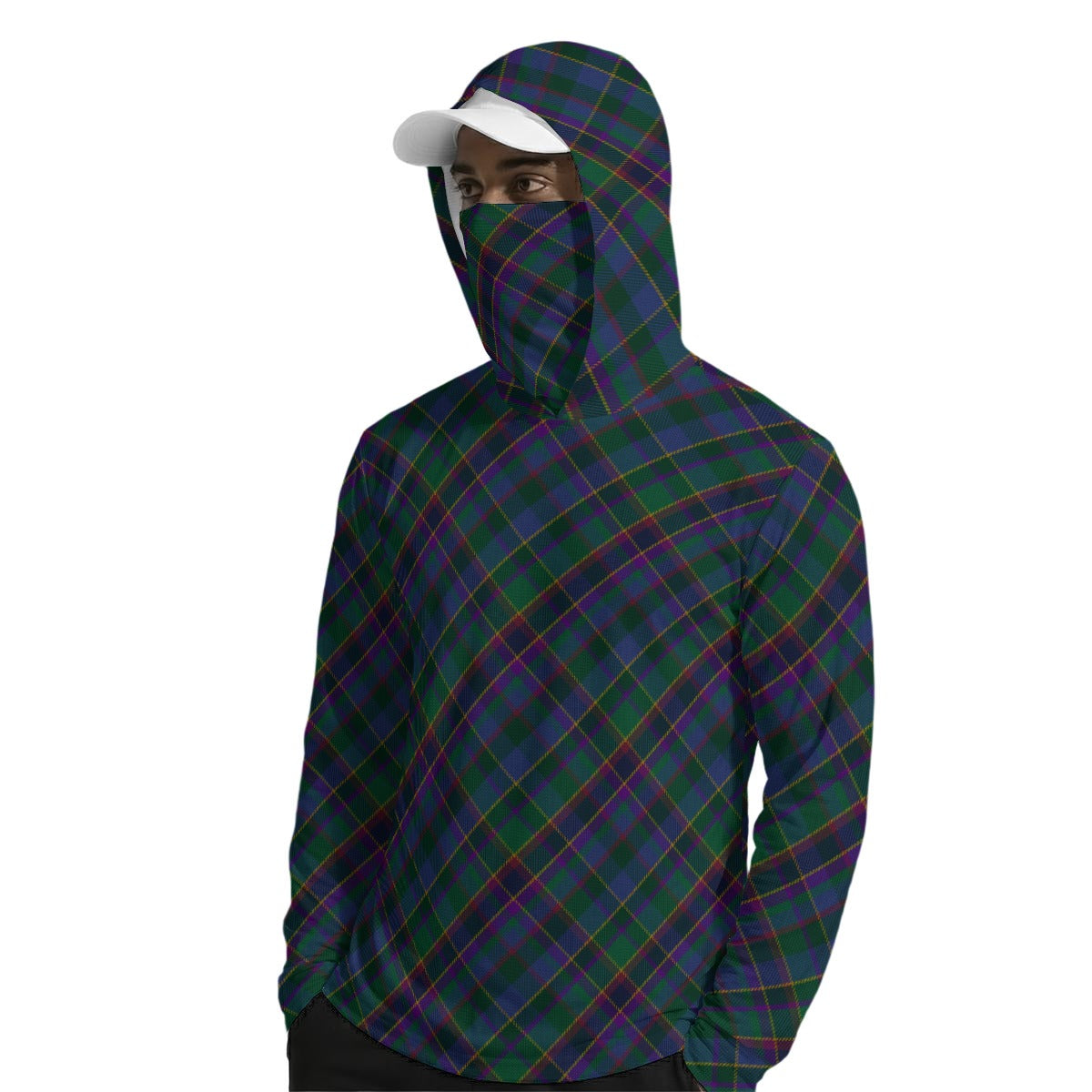 Fourth Fold Tartan | Men’s Sun Protection Hoodie with Face Cover and Thumb Holes