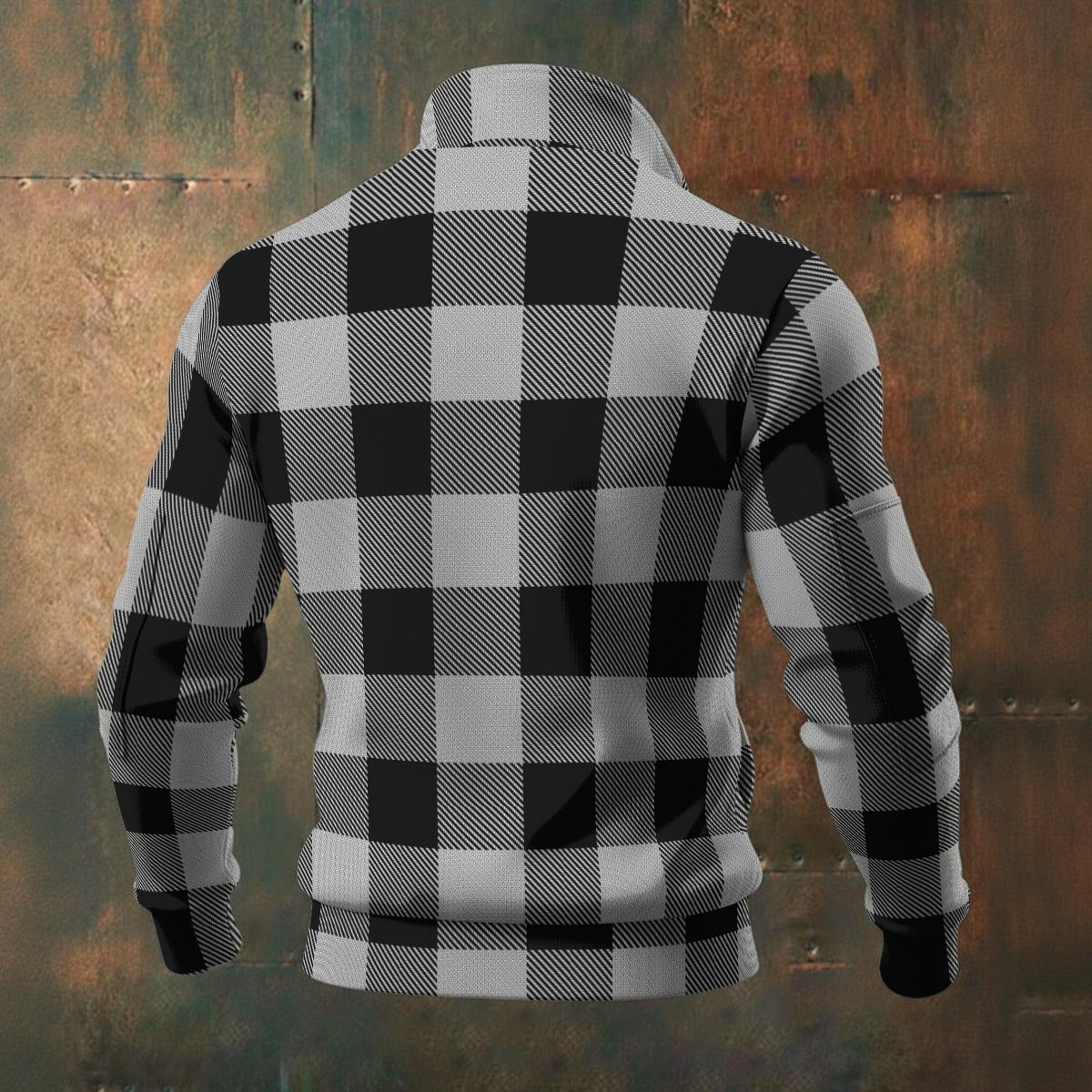 Buffalo Check - White - Men's Thick Knit Fleece Jacket