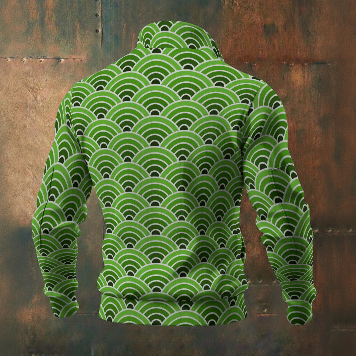 Japanese - Wagara - Seigaiha - Men's Thick Knit Fleece Jacket