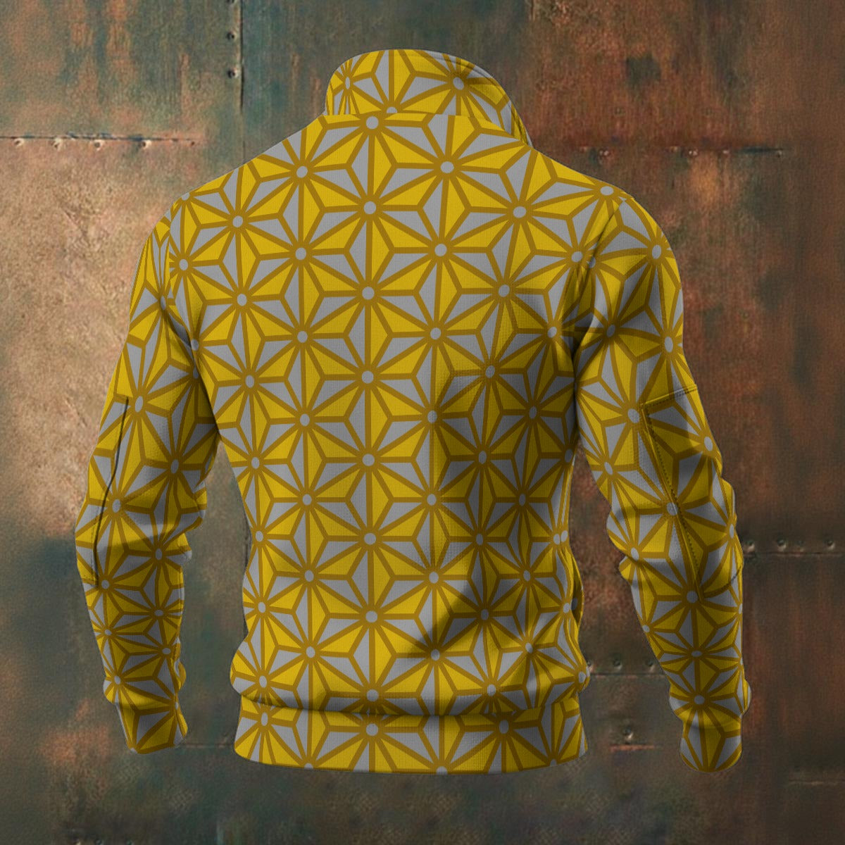 Japanese - Wagara - Asanoha - Men's Thick Knit Fleece Jacket