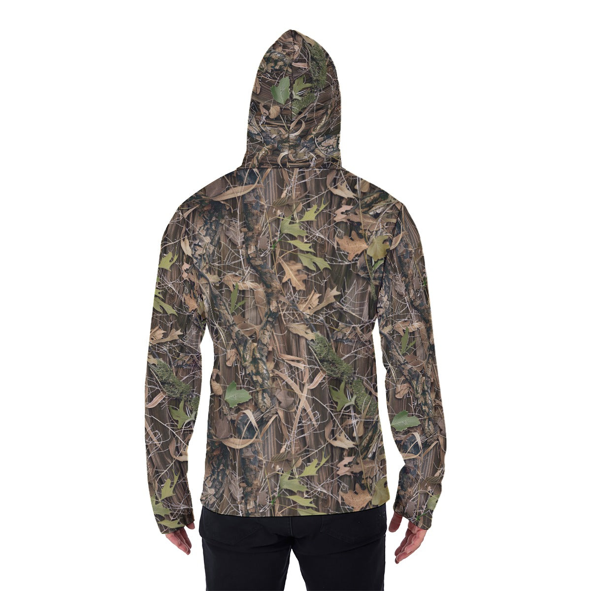Bark & Leaf Scatter Hunting Camouflage | Hunting Camo | Men's Heavy Fleece Hoodie With Mask