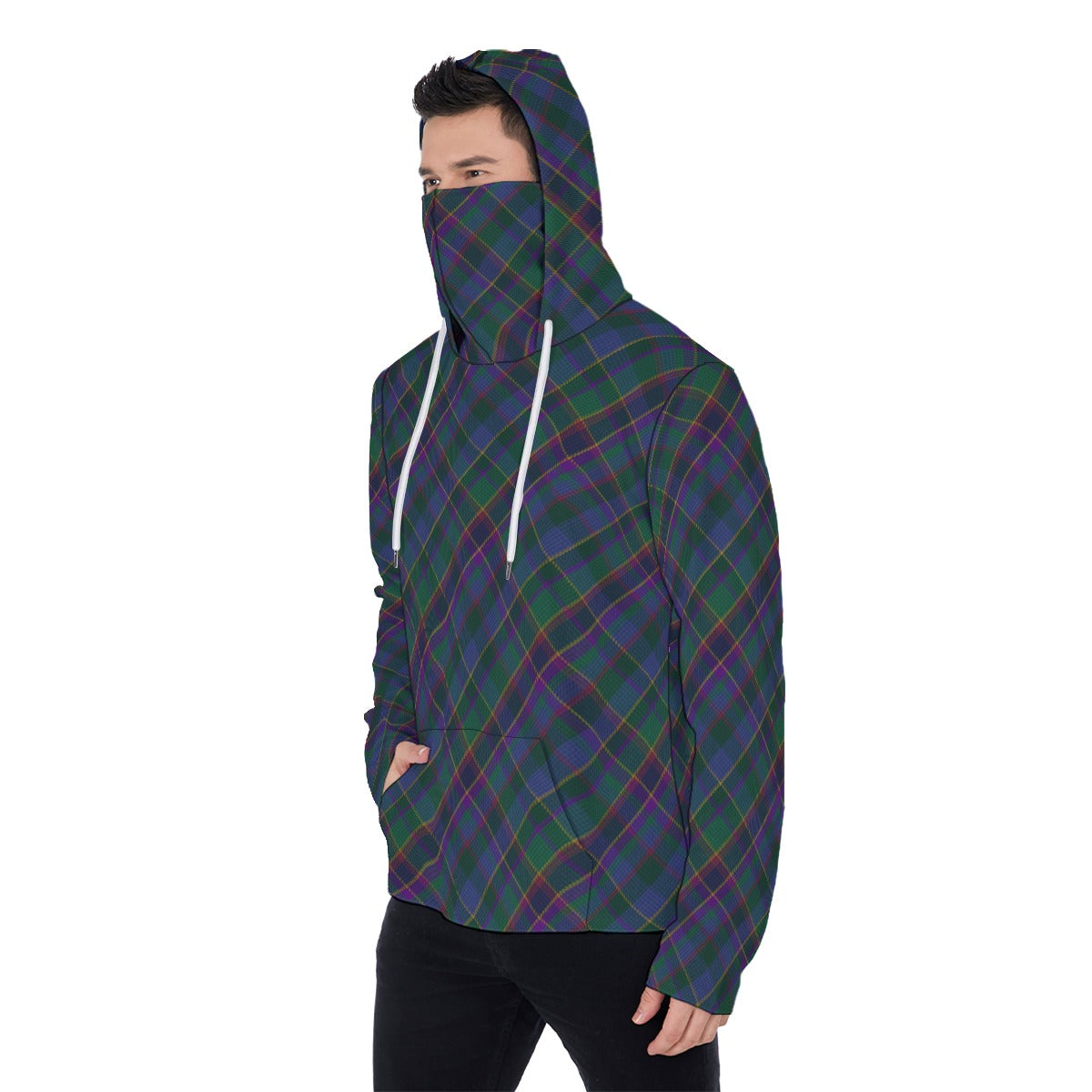 Fourth Fold Tartan | Men's Heavy Fleece Hoodie With Mask