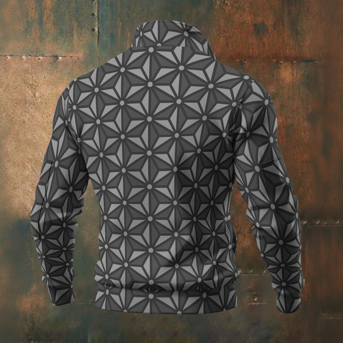 Japanese - Wagara - Asanoha - Men's Thick Knit Fleece Jacket