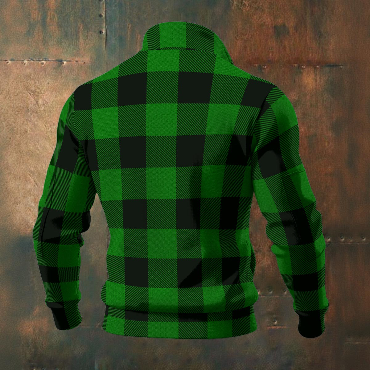 Buffalo Check - Green - Men's Thick Knit Fleece Jacket