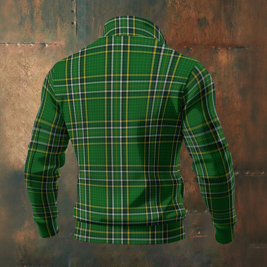 Irish National Tartan | Men's Thick Knit Fleece Jacket