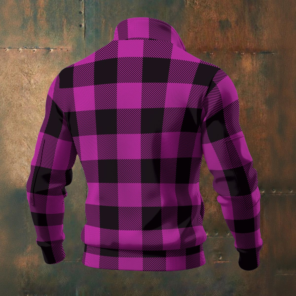 Buffalo Check - Pink - Men's Thick Knit Fleece Jacket