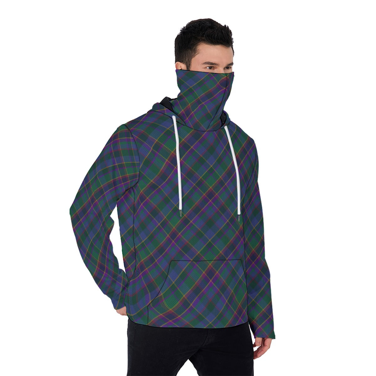 Fourth Fold Tartan | Men's Heavy Fleece Hoodie With Mask