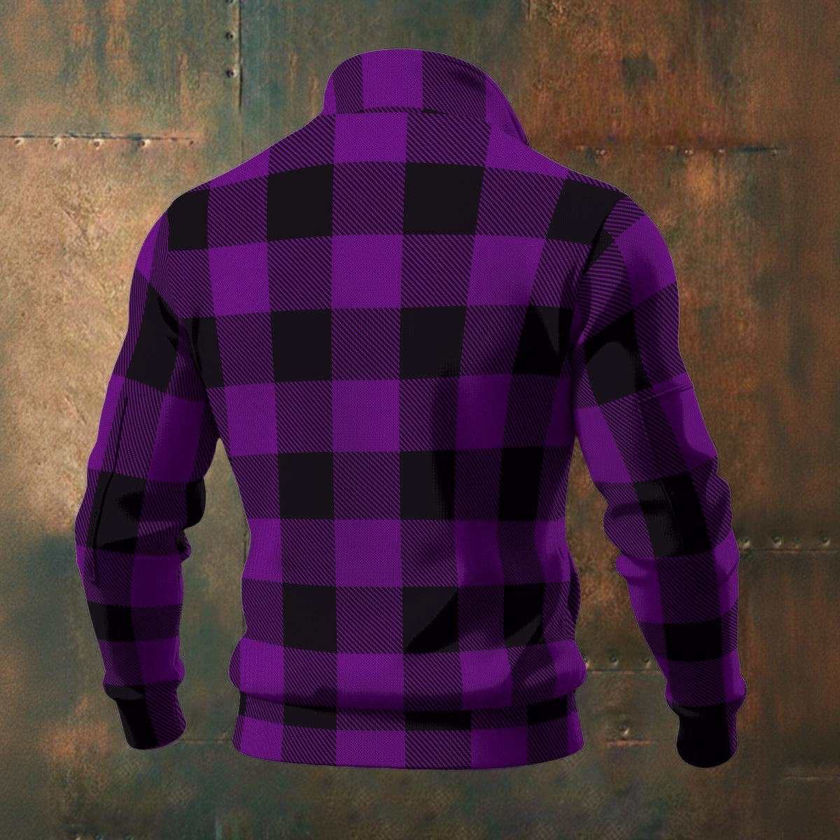 Buffalo Check - Purple - Men's Thick Knit Fleece Jacket