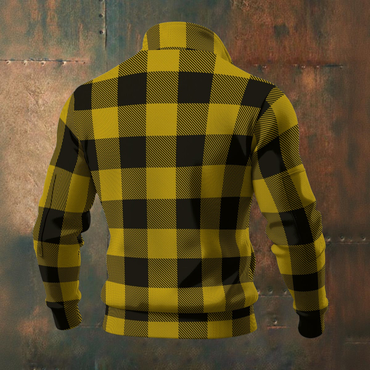 Buffalo Check - Gold - Men's Thick Knit Fleece Jacket