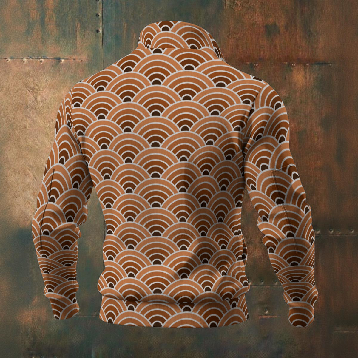 Japanese - Wagara - Seigaiha - Men's Thick Knit Fleece Jacket