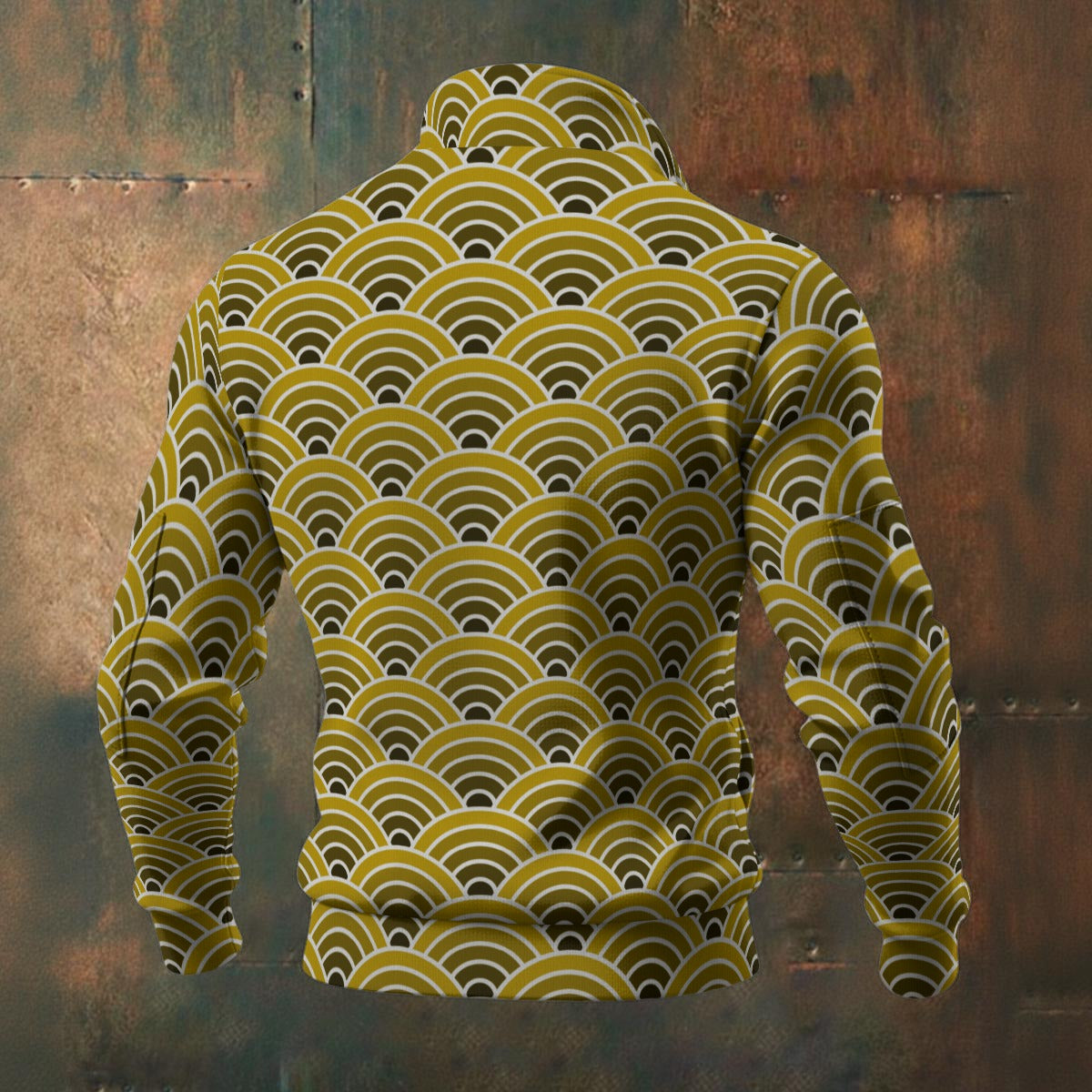 Japanese - Wagara - Seigaiha - Men's Thick Knit Fleece Jacket