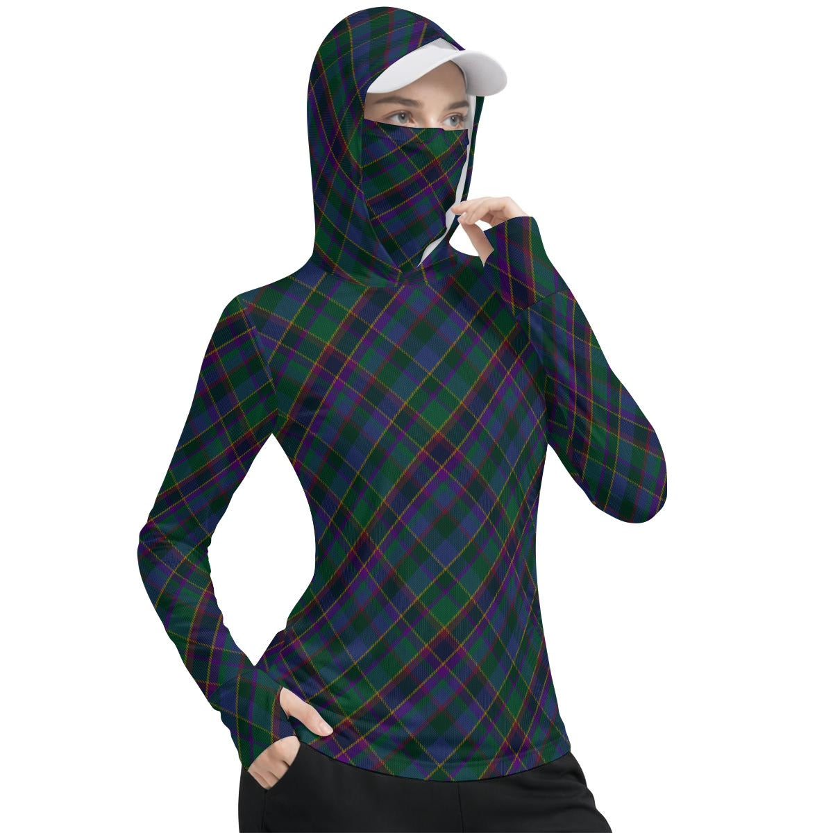 Fourth Fold Tartan | Women’s Hooded Face-Cover Sun Protection Tshirt