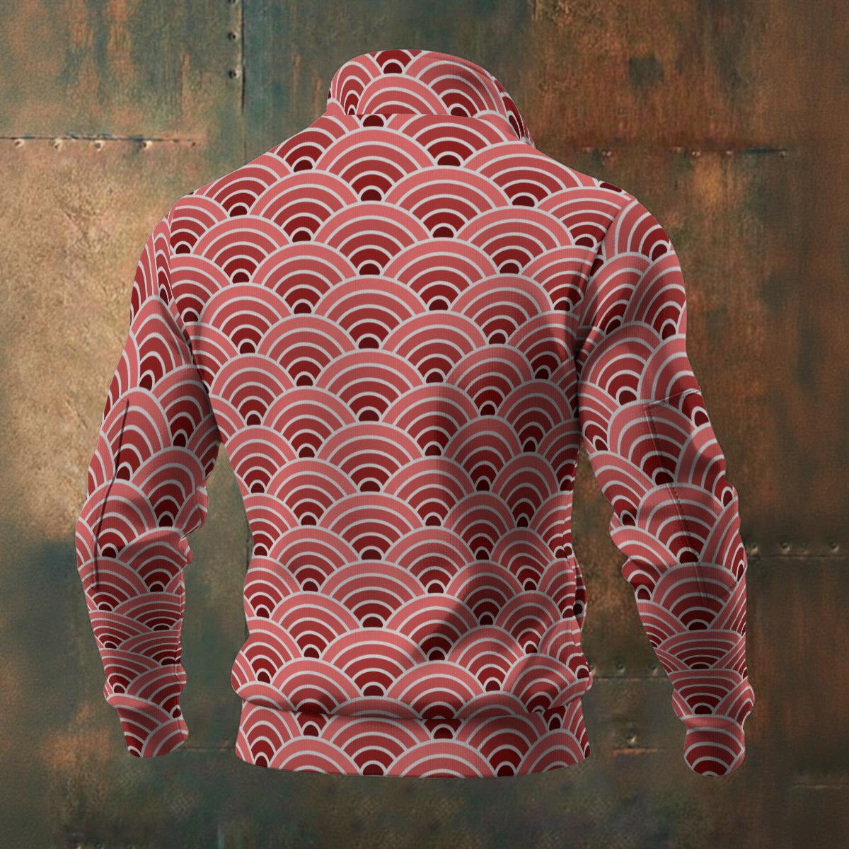 Japanese - Wagara - Seigaiha - Men's Thick Knit Fleece Jacket