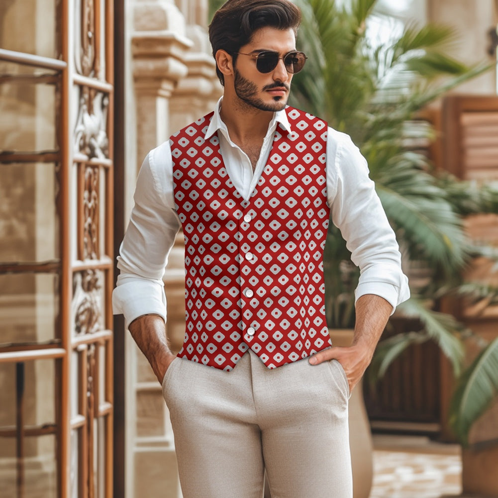 Wagara - Kanoko Red Suit vest jacket
