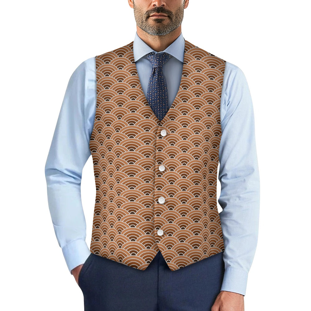 Wagara - Seigaiha Brown Suit vest jacket