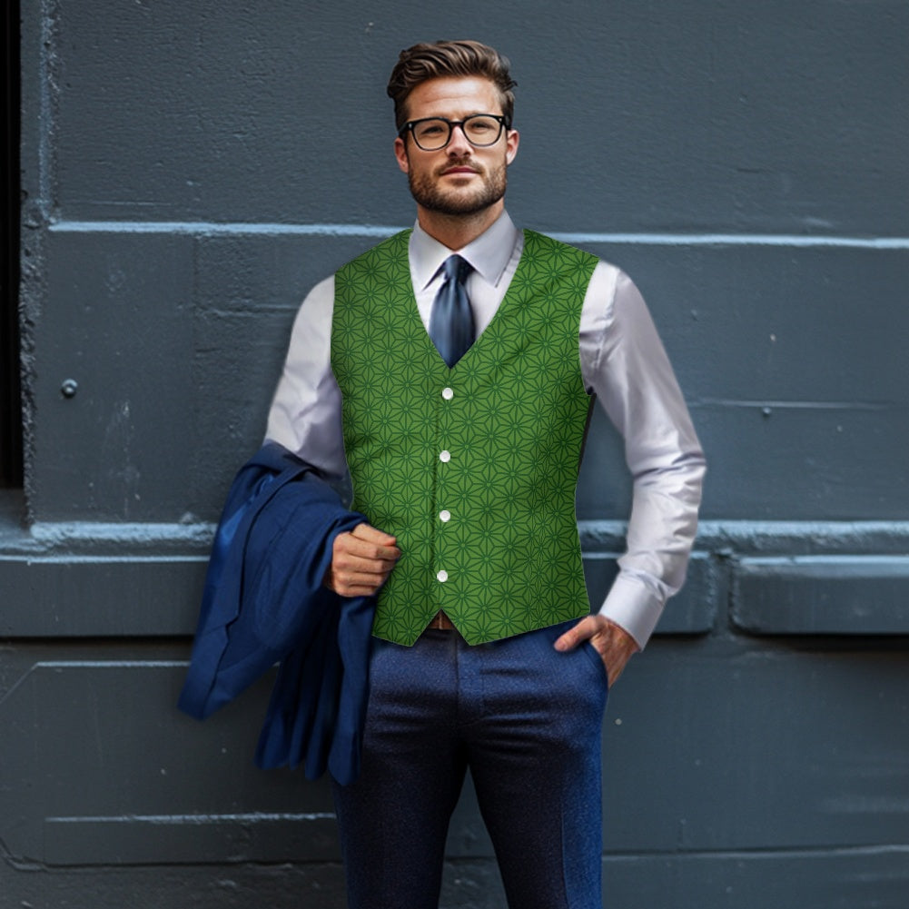 Wagara - Asanoha Green Suit vest jacket