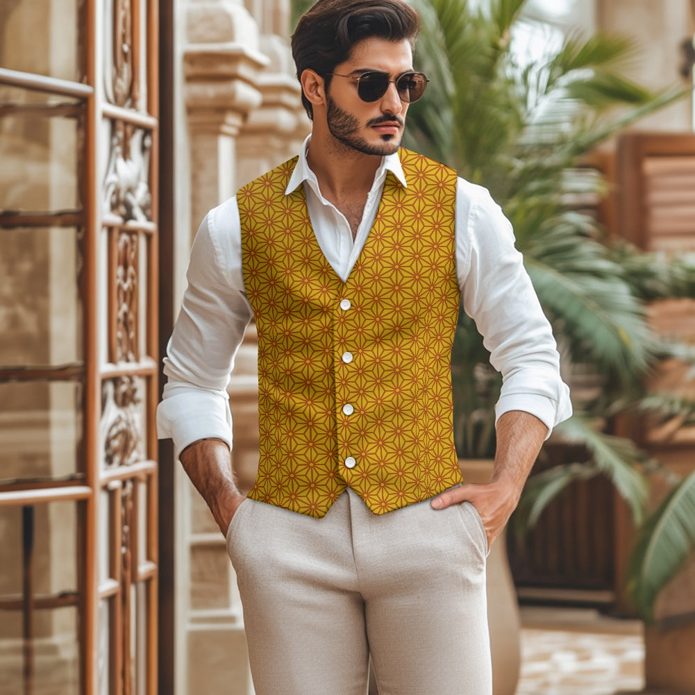 Wagara - Asanoha Brown Suit vest jacket