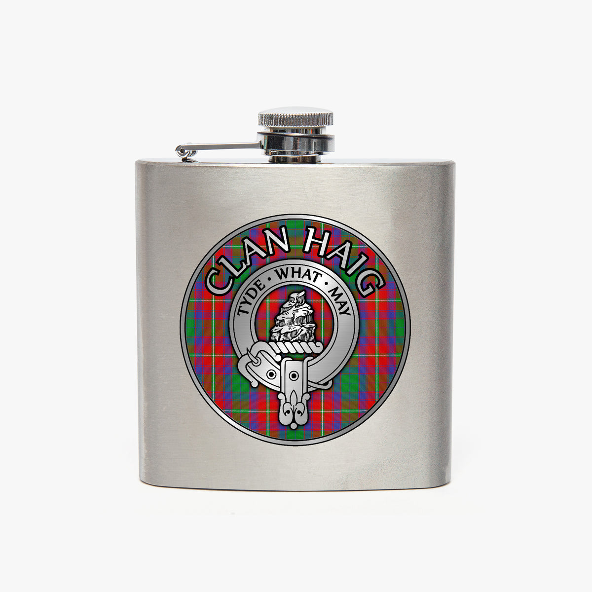 Clan Haig Crest & Tartan 7oz Stainless Steel Hip Flask