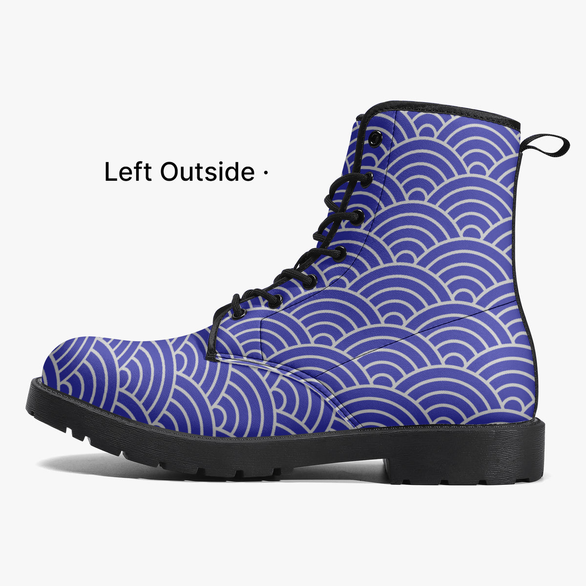 Japanese Wagara - Seigaiha Blue - PU Leather Boots