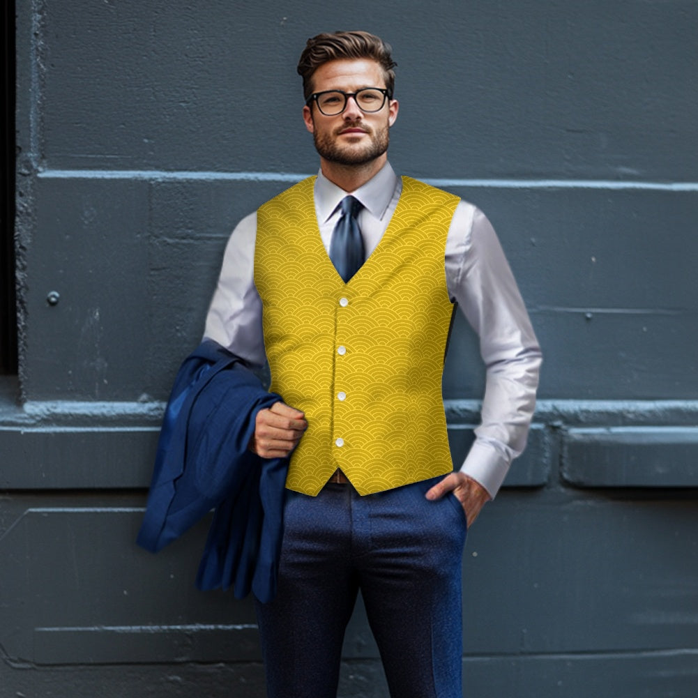 Wagara - Seigaiha Gold Suit vest jacket