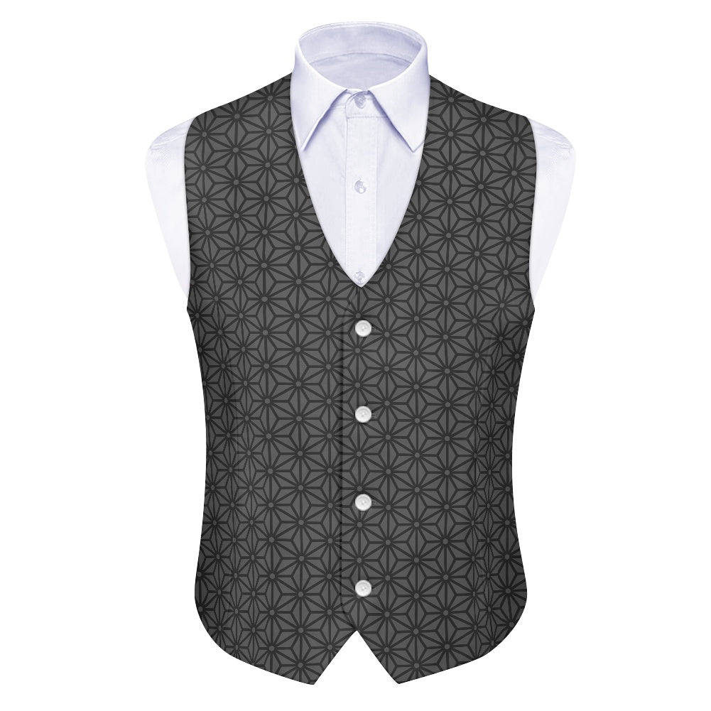 Wagara - Asanoha Grey Suit vest jacket