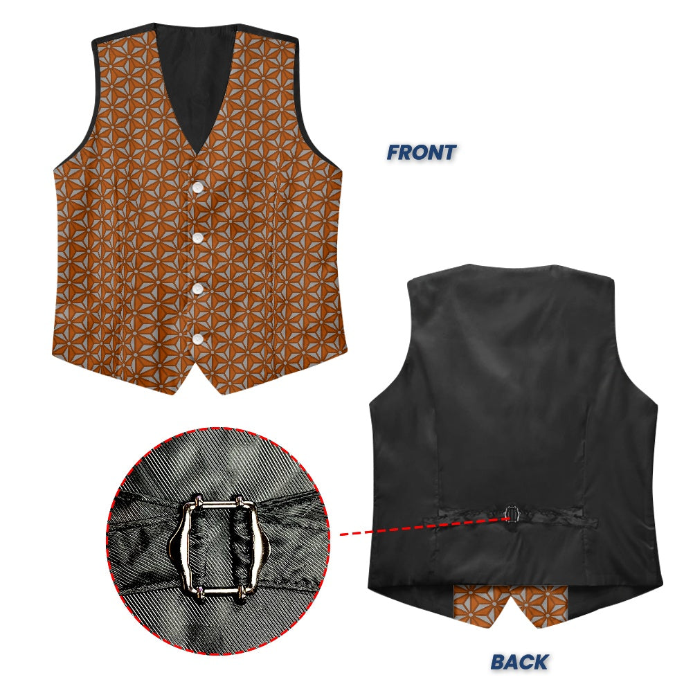 Wagara - Asanoha Brown Suit vest jacket