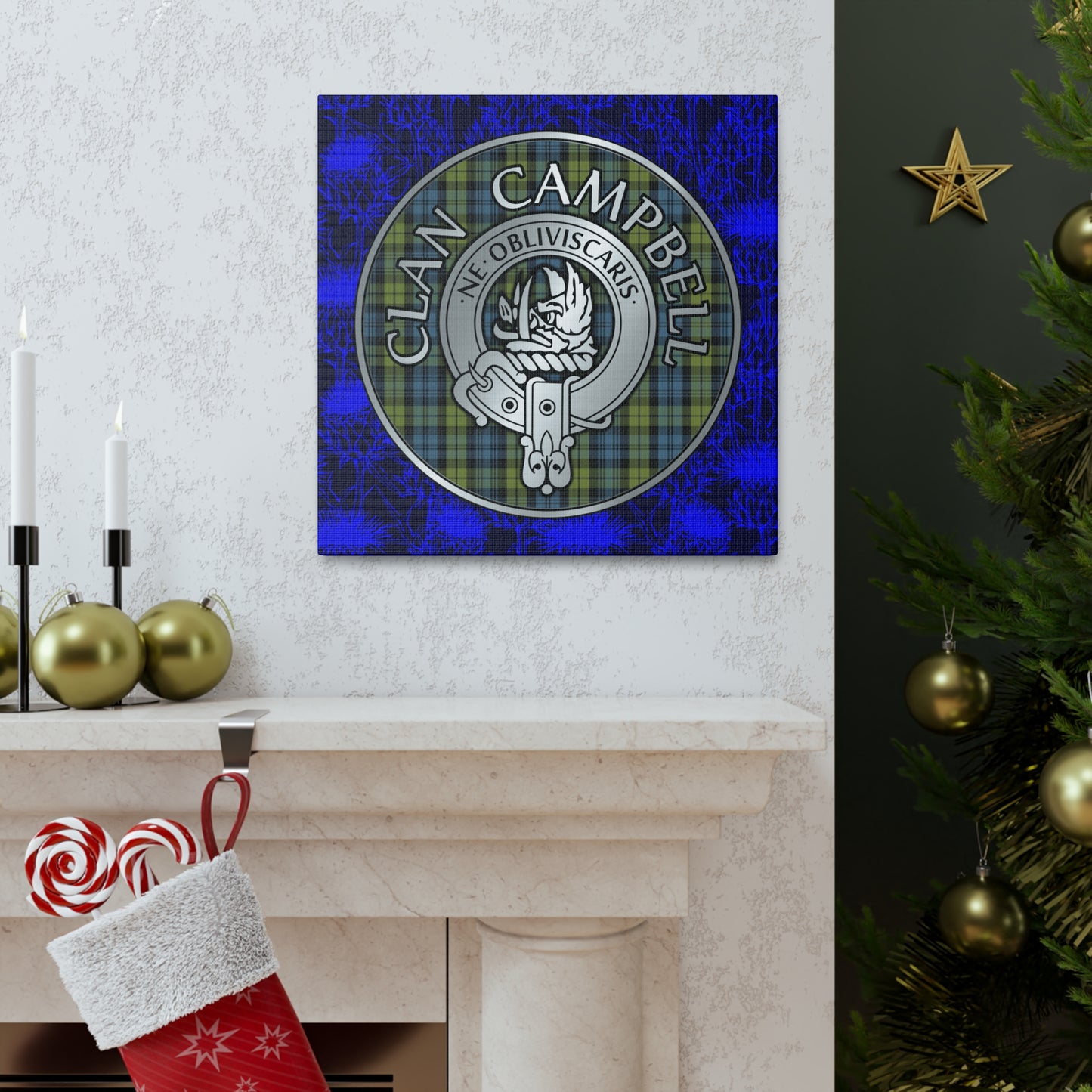 Clan Campbell Crest & Tartan Canvas Gallery Wraps