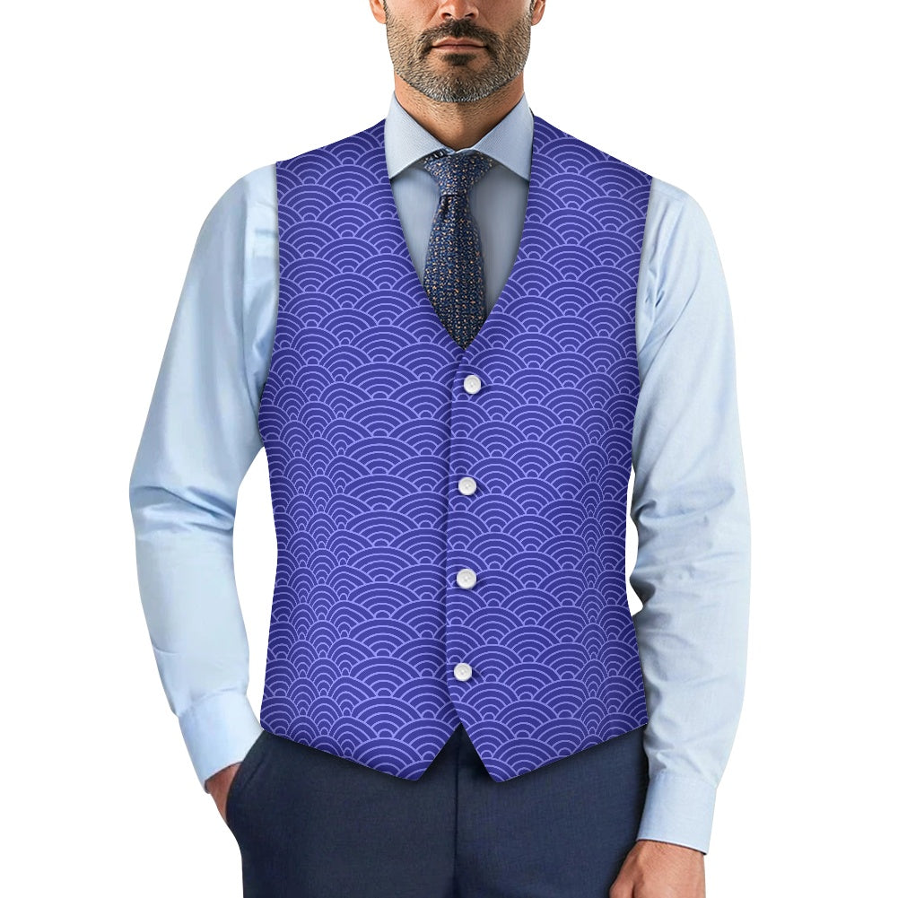 Wagara - Seigaiha Blue Suit vest jacket
